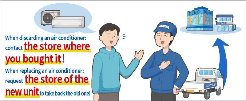 When discarding an air conditioner: contact the store where you bought it!When replacing an air conditioner: request the store of the new unit to take back the old one!